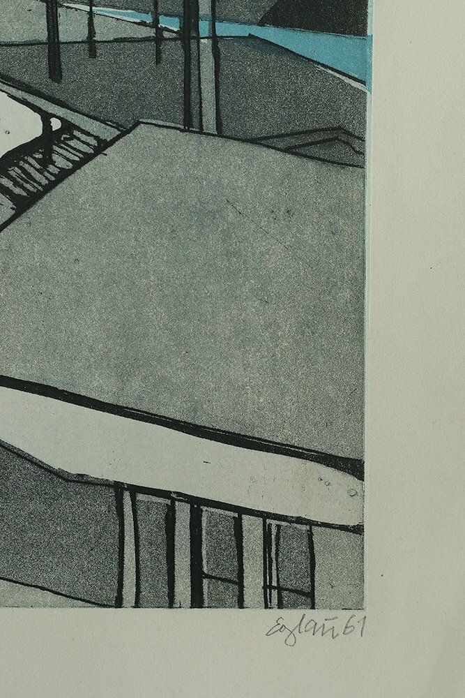 Otto Eglau, In Port, Etching, 1961 photo 357.0