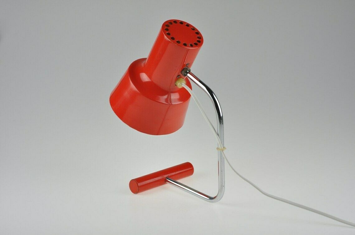 Mid Century Rode Lamp, Tafellamp, Josef Hurka Napako Lamp, Rode Lamp, Mid Century Verlichting, Bureaulamp, Vintage Lamp, Vintage Verlichting photo Verlichting