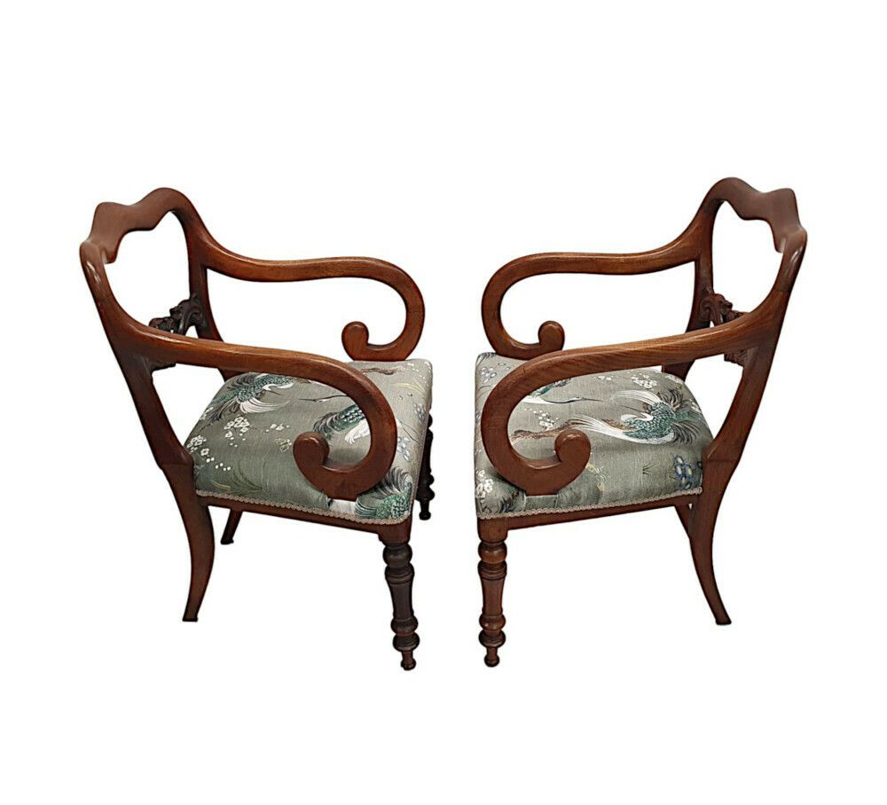 Pair Of 19th Century Mahogany Carver Armchairs photo vintage