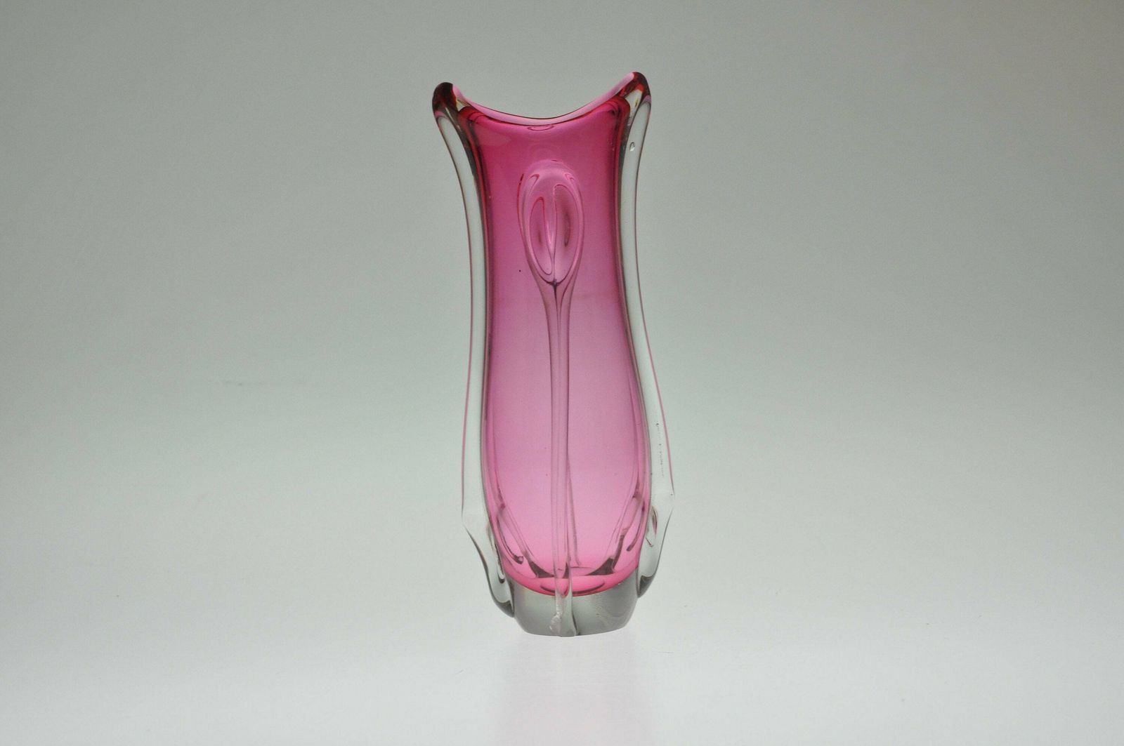 Pink Glass Vase, Czech Vintage Glass, Handmade Vase, Bohemian Vase