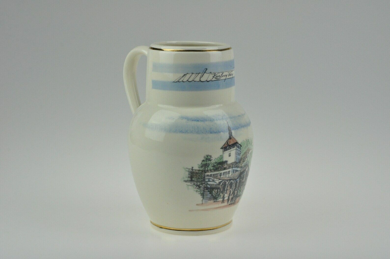 Vintage Ceramic Jug, Karlovy Vary Jug, Karlovy Vary Souvenir, Vintage Karlsbad Souvenir, Karlsbad Jug, Vintage Ceramic Pitcher, Pottery Jug