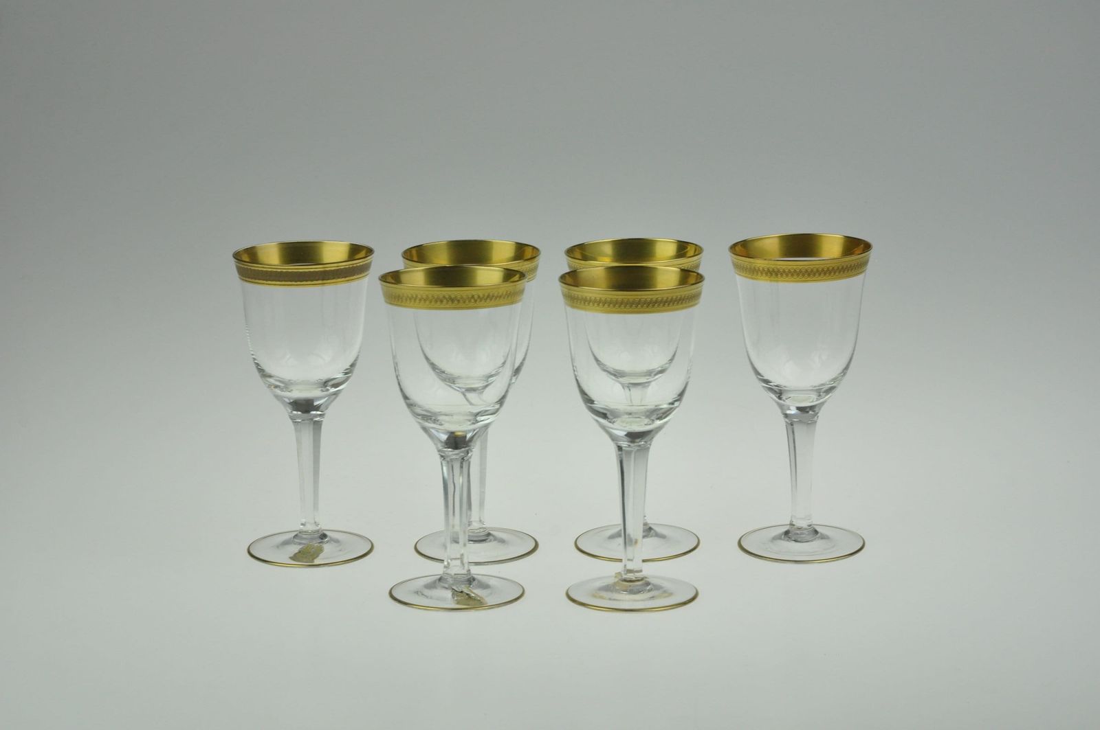 6 Vintage Boheemse Tsjechische Vintage Kelkglazen, Handgemaakt Glas, Verguld Glas