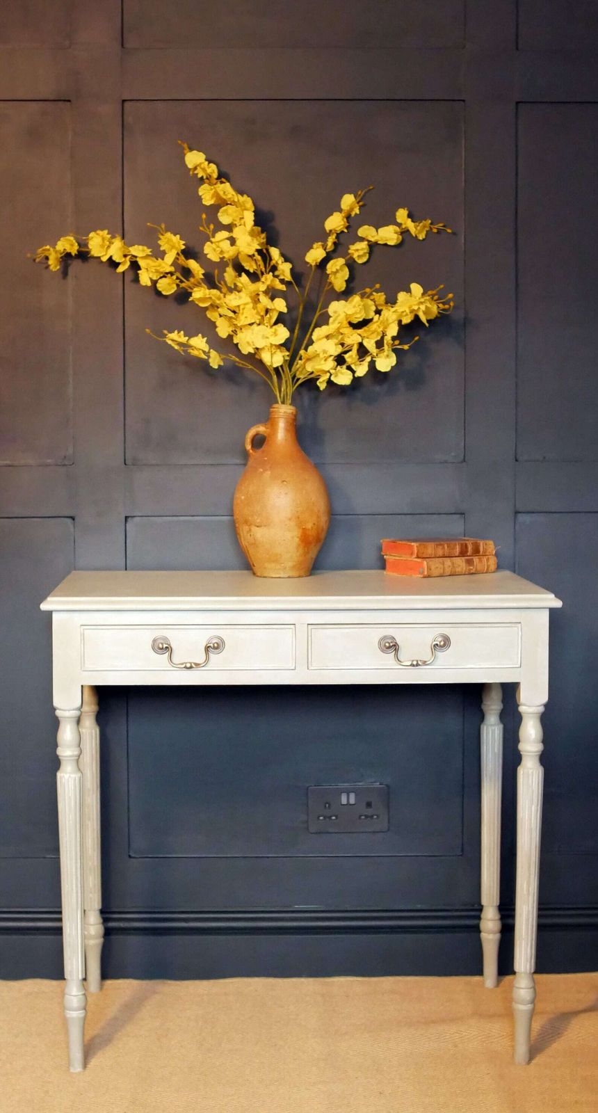 Vintage Desk Sideboard Console Hall Table Painted Grey Upcycled Furniture Shabby Chic