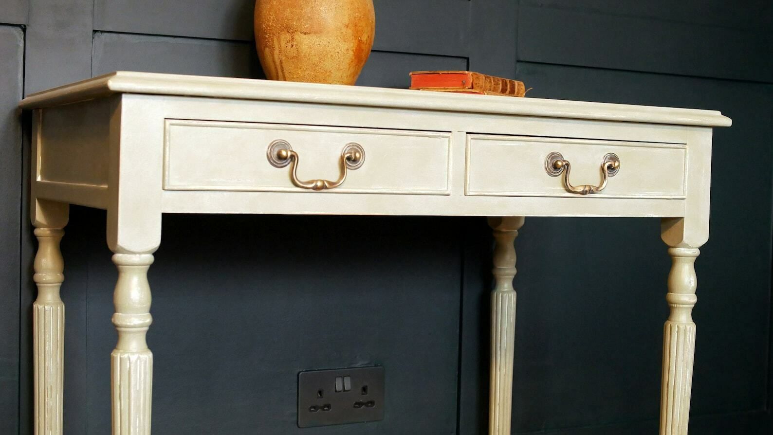 Vintage Desk Sideboard Console Hall Table Painted Grey Upcycled Furniture Shabby Chic photo vintage