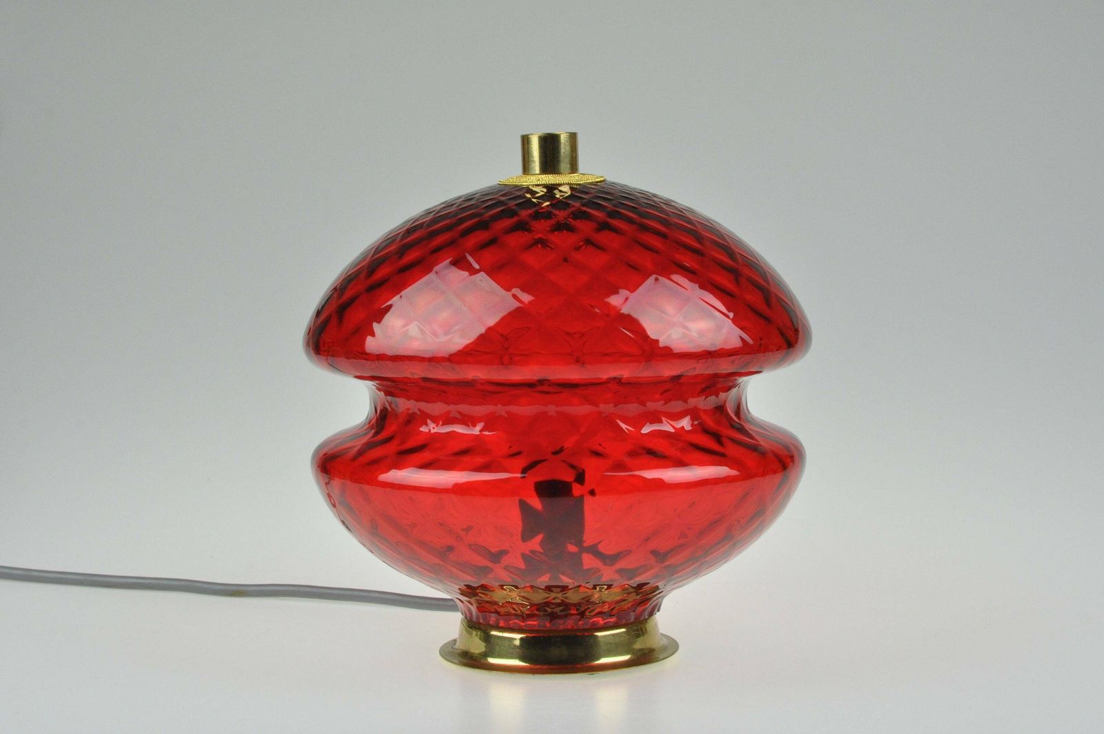 Vintage Mood Lamp, Mid Century Lamp, Bedside Lamp, Mid Century Glass Lamp, Table Lamp, Desk Lamp, Vintage Light, Vintage Lighting, Red Lamp photo Lighting