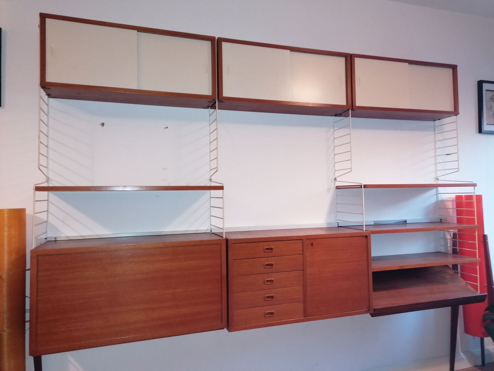 Nils Strinning String Modular Wall Mounted Shelving System. 1967.