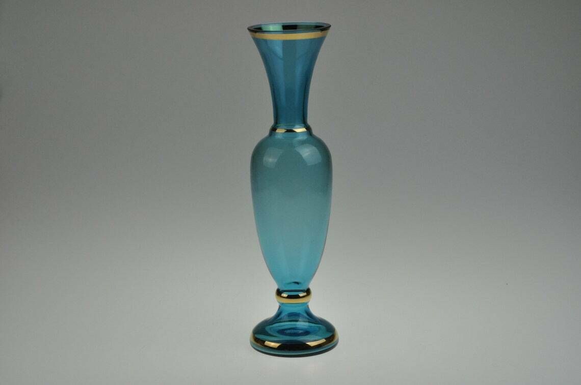 Tsjechische Vintage Blauwe Glazen Vaas | Vintage Vaas | Antieke Vaas | Blauwe Glazen Vaas | Glazen Vaas | Art Glass Vaas photo for sale