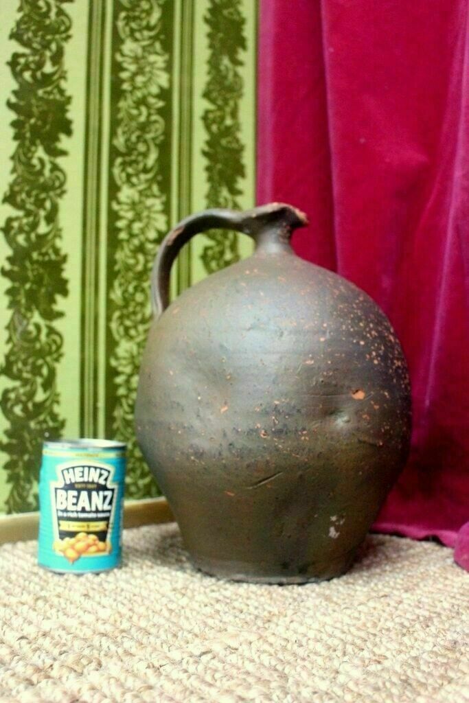 Large Antique French Handcrafted Terracotta Limousin Oil Water Jug photo vintage