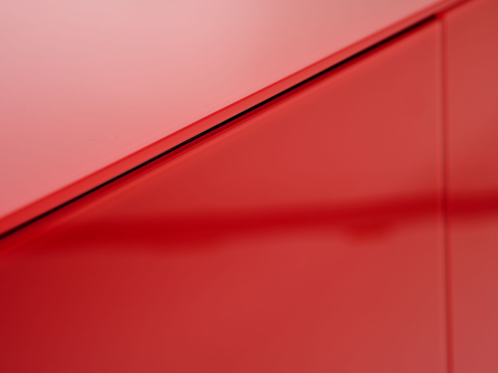 Stunning Roche Bobois Linear Red Glass Sideboard, France Circa 2000’s photo furniture