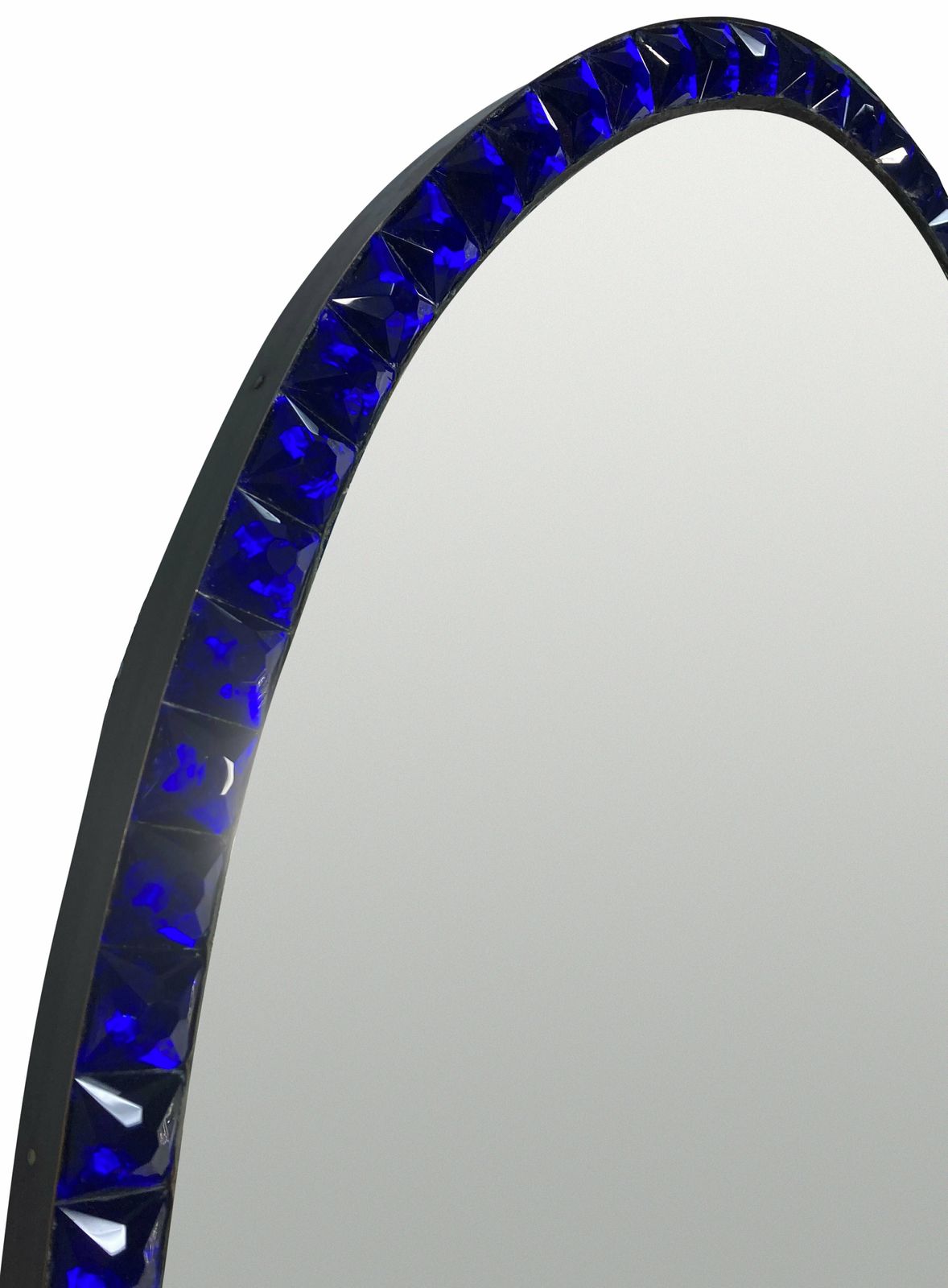 A Georgian Style Irish Mirror With A Cobalt Glass Faceted Border photo for sale