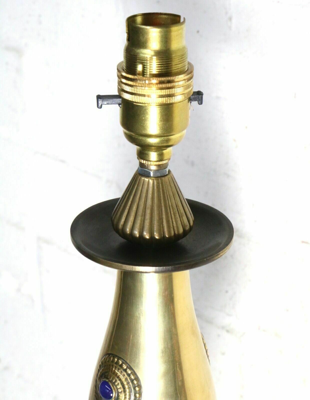 Table Lamp Vintage Eastern Brass Anglo Indian Lamp Ethnic Semi Polished Finish photo for sale