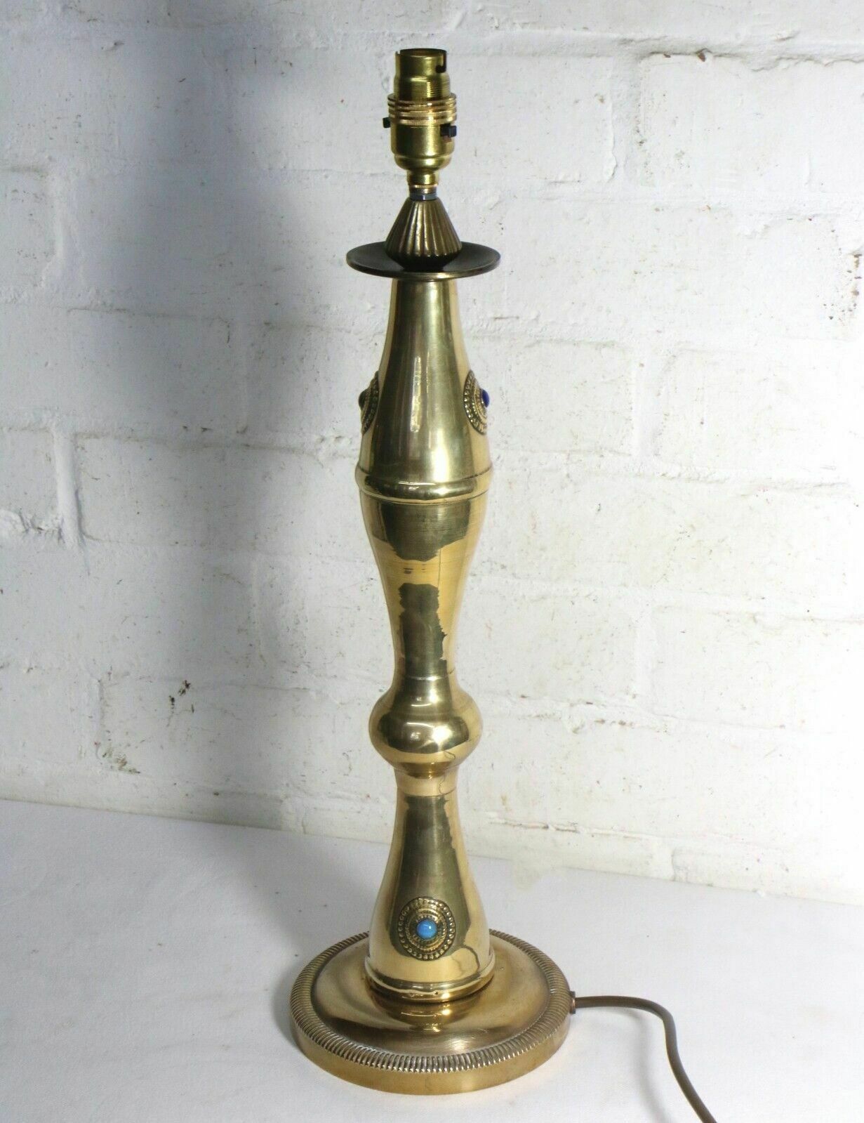 Table Lamp Vintage Eastern Brass Anglo Indian Lamp Ethnic Semi Polished Finish photo buy