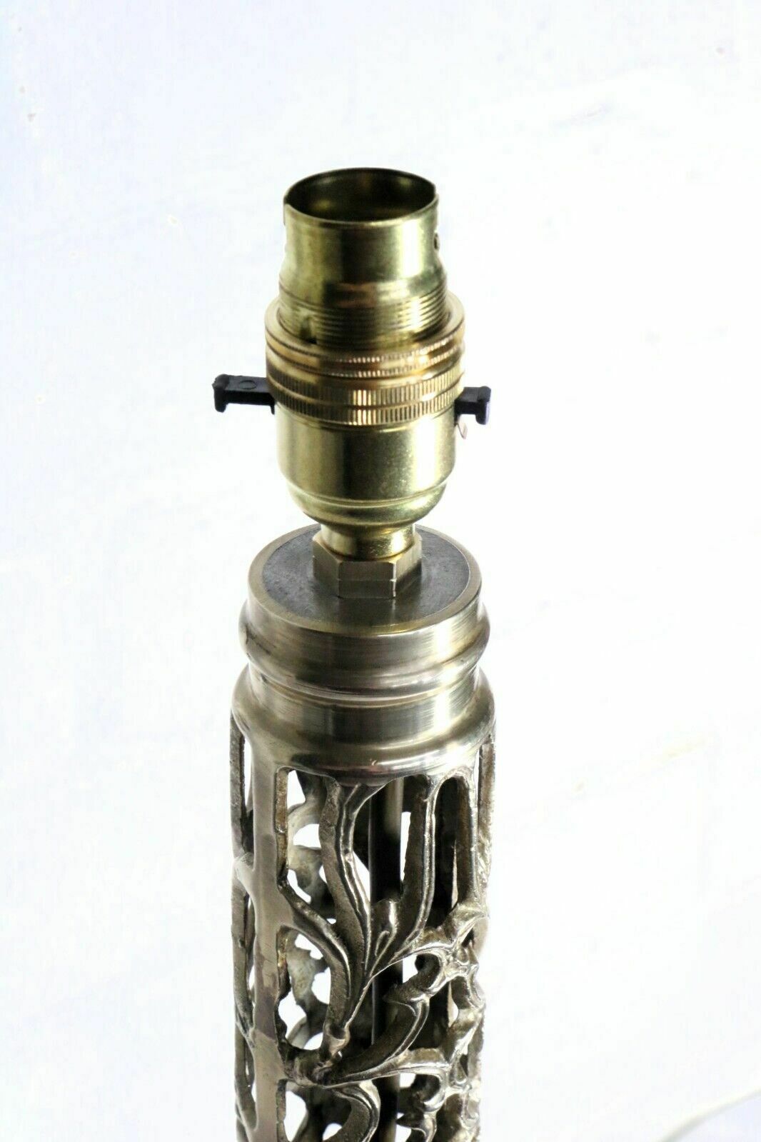 Table Lamp Eastern Brass Anglo Indian Vintage Lamp Ethnic Reticulated Finish photo for sale