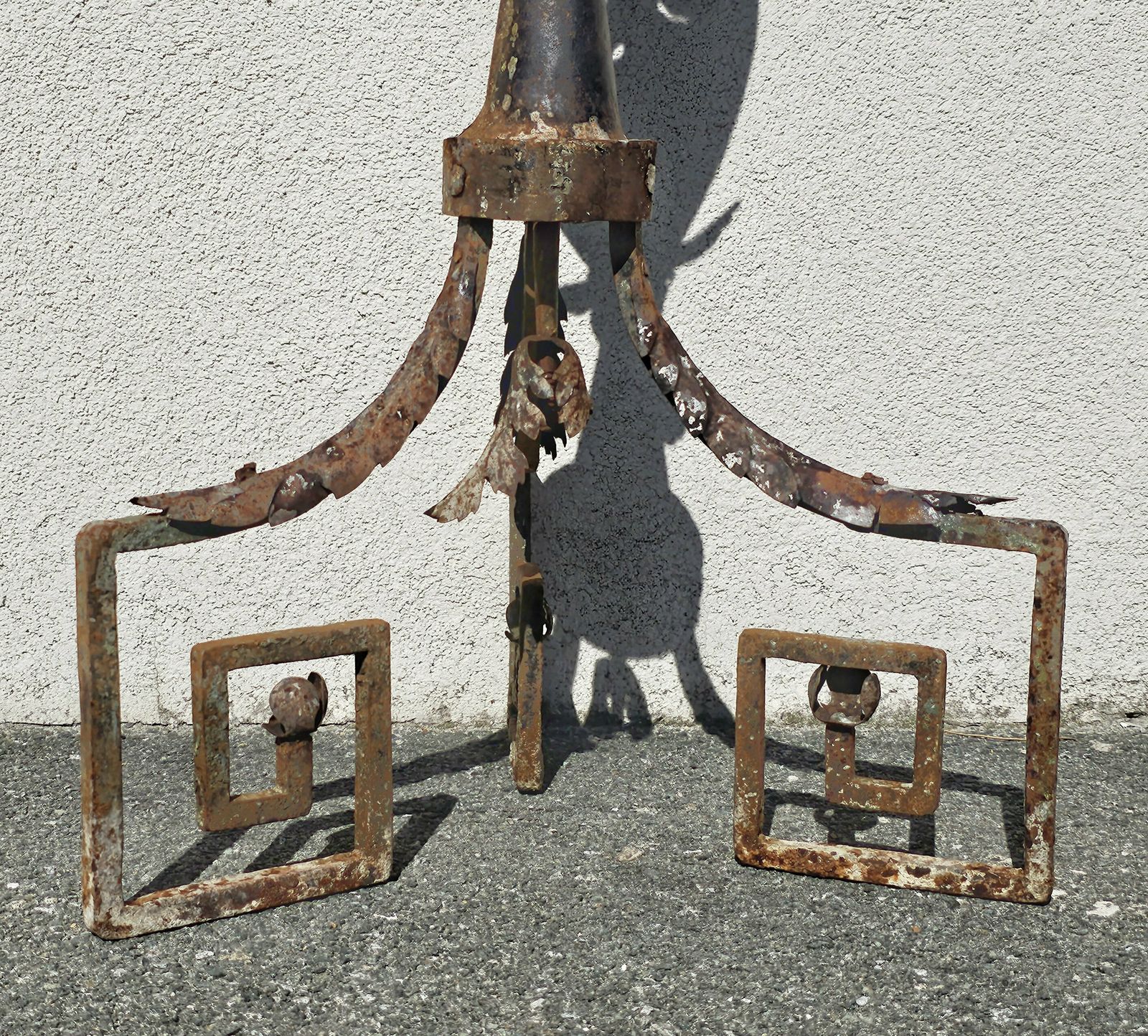 Antique Baroque Wrought Iron 3 Arm Candelabra With Fresco Of Saint Joseph Made In Austria In Early 18th Century photo Home Decor