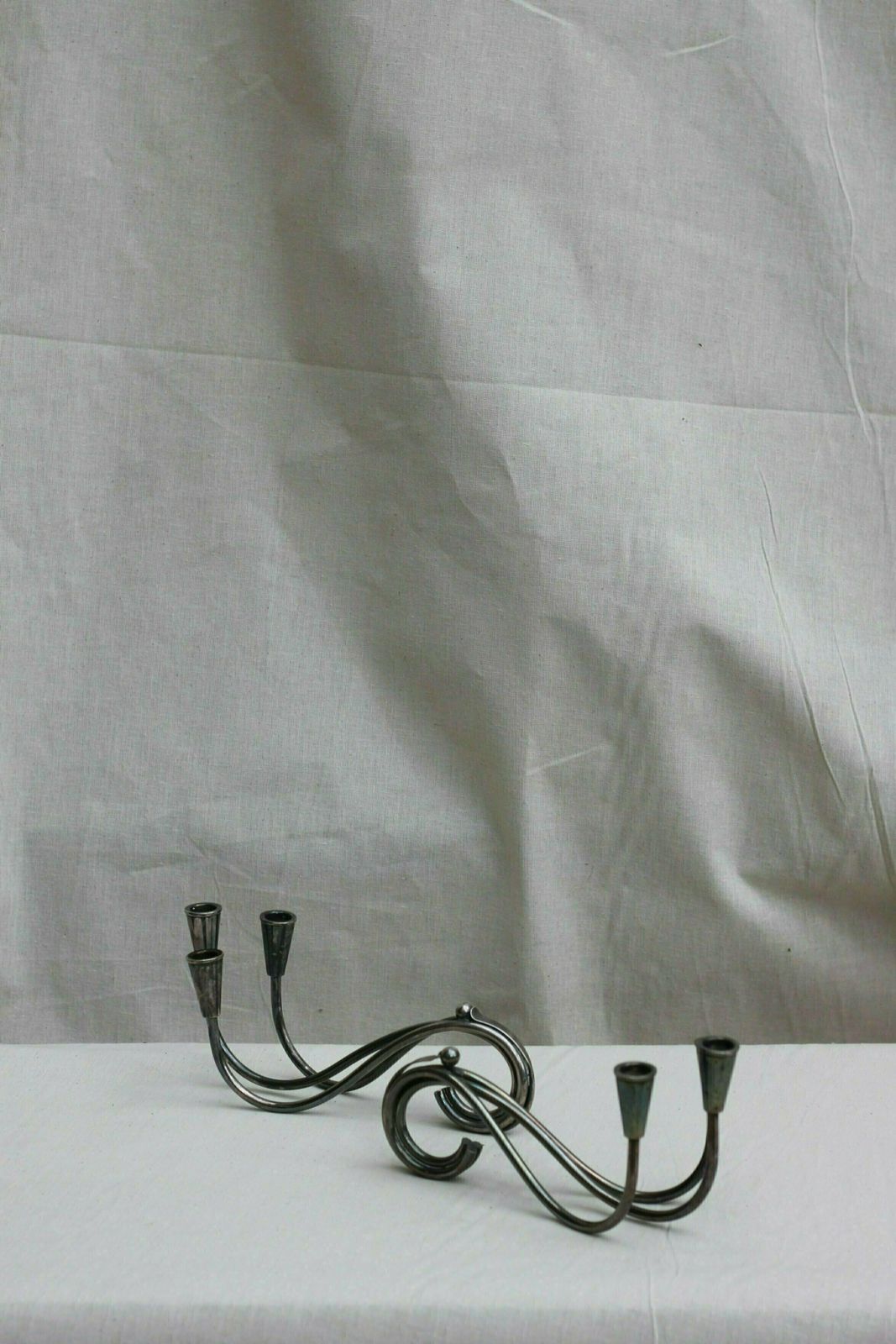 Mid Century Narrow Pair Of Candle Holders