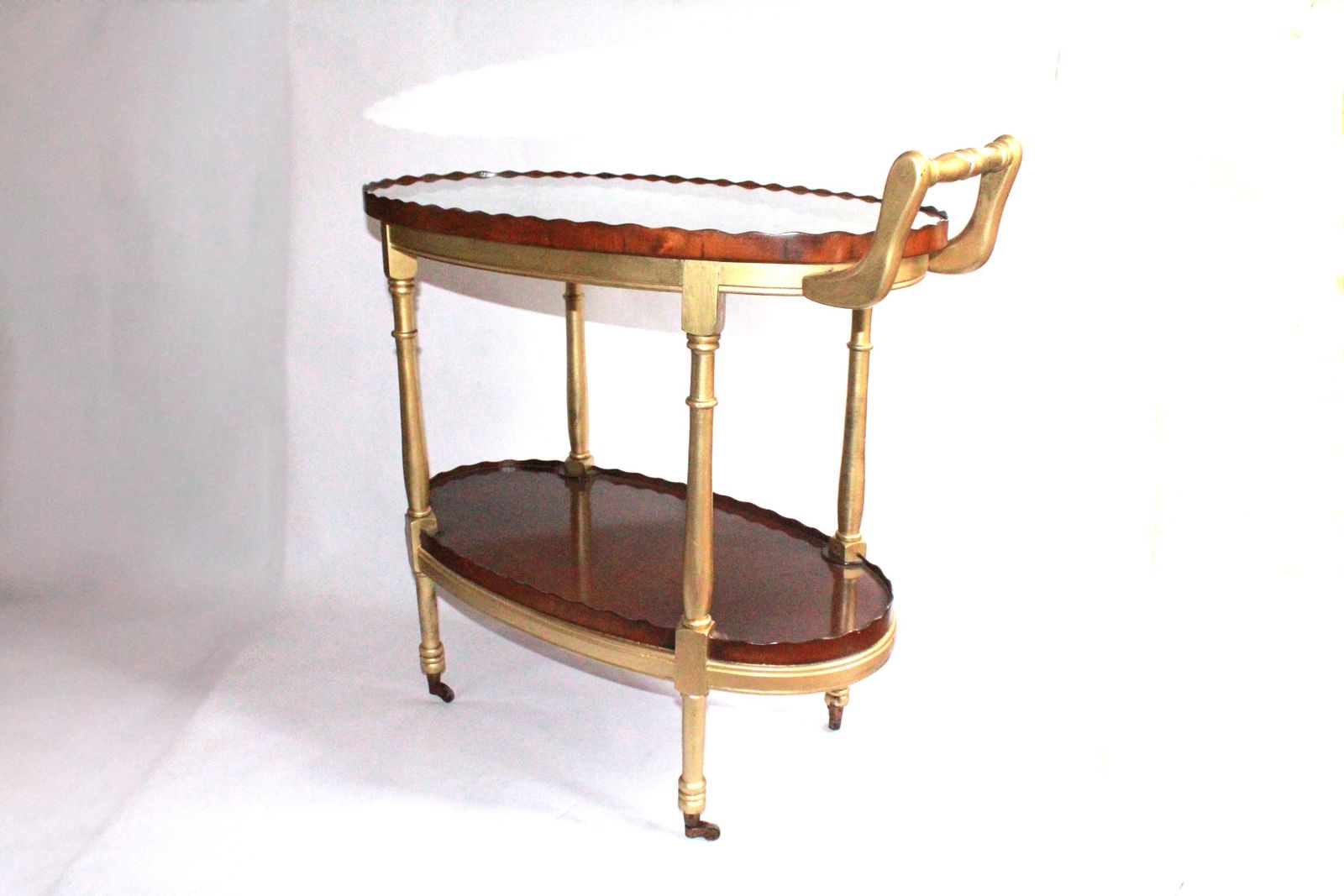 Furniture Reproduction Oval Mahogany & Inlaid Reception Drinks Trolley On Castors. photo