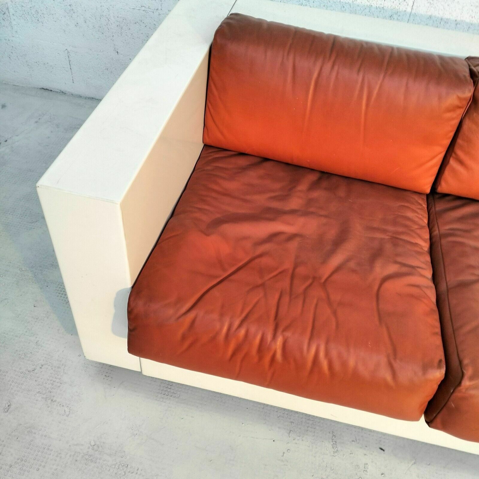Orange “Saratoga” 3 Seater Sofa By Massimo And Lella Vignelli For Poltronova 60s photo Furniture
