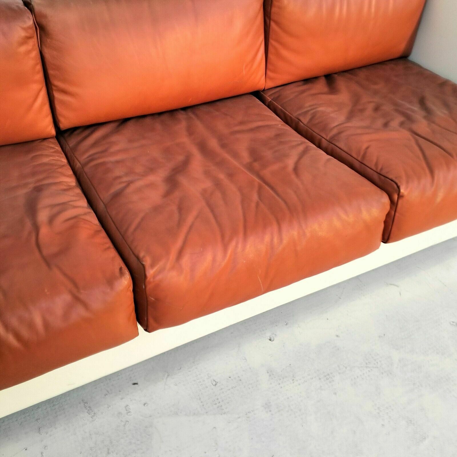 Orange “Saratoga” 3 Seater Sofa By Massimo And Lella Vignelli For Poltronova 60s photo vinterior