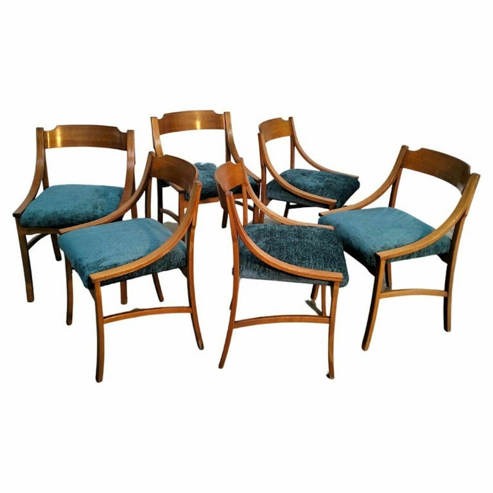 Set Of 6 Wooden Dining Chairs In The Style Of Ico Parisi For Cassina 70s