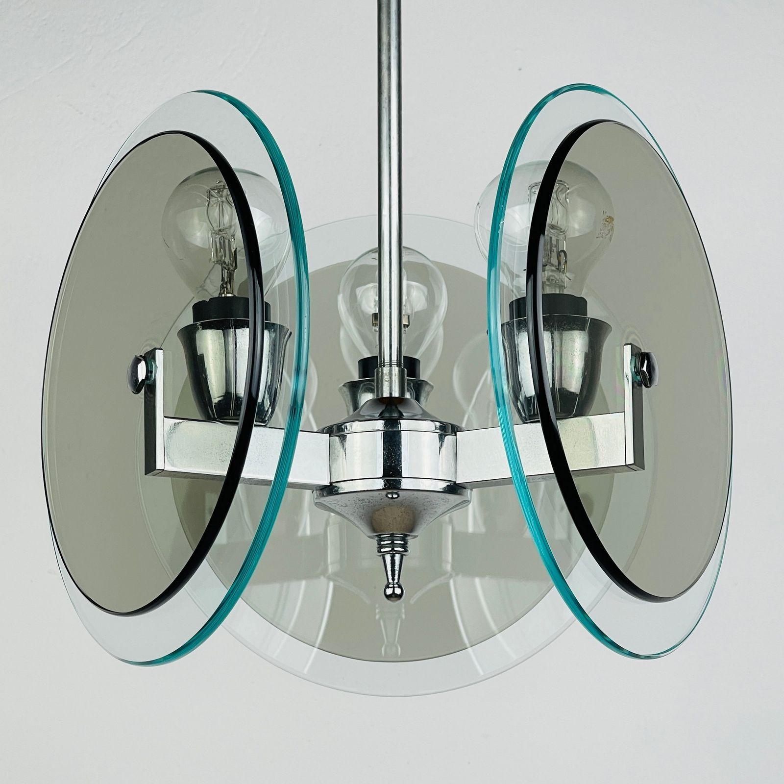 photo for sale Vintage Art Glass Pendant Lamp By Fontana Arte Italy 1970s