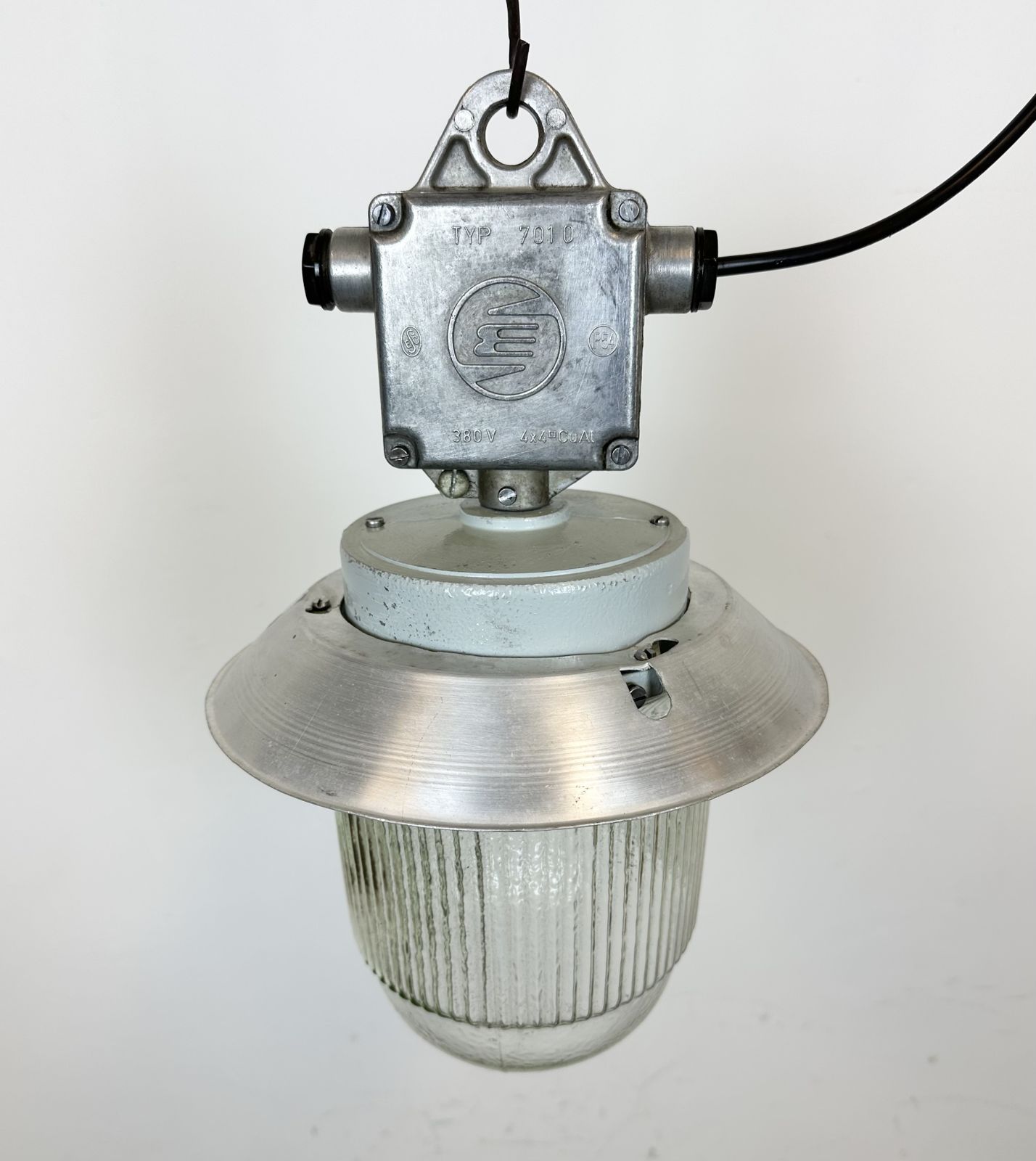 Industrial Aluminium Light With Glass Cover From Elektrosvit, 1970s photo vintage