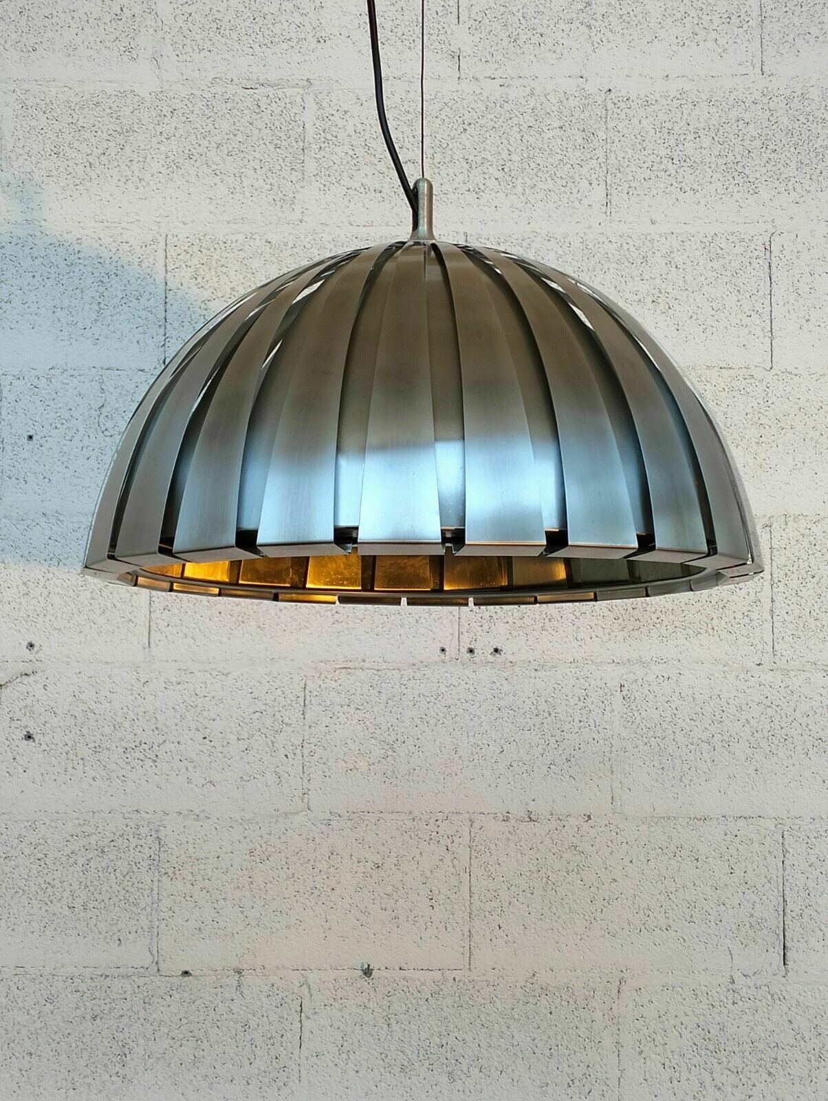 Stainless Steel Pendant Lamp Chandelier By Elio Martinelli For Martinell photo for sale