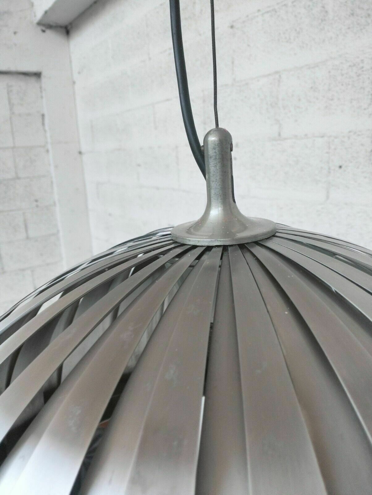 photo vintage Stainless Steel Pendant Lamp Chandelier By Elio Martinelli For Martinell