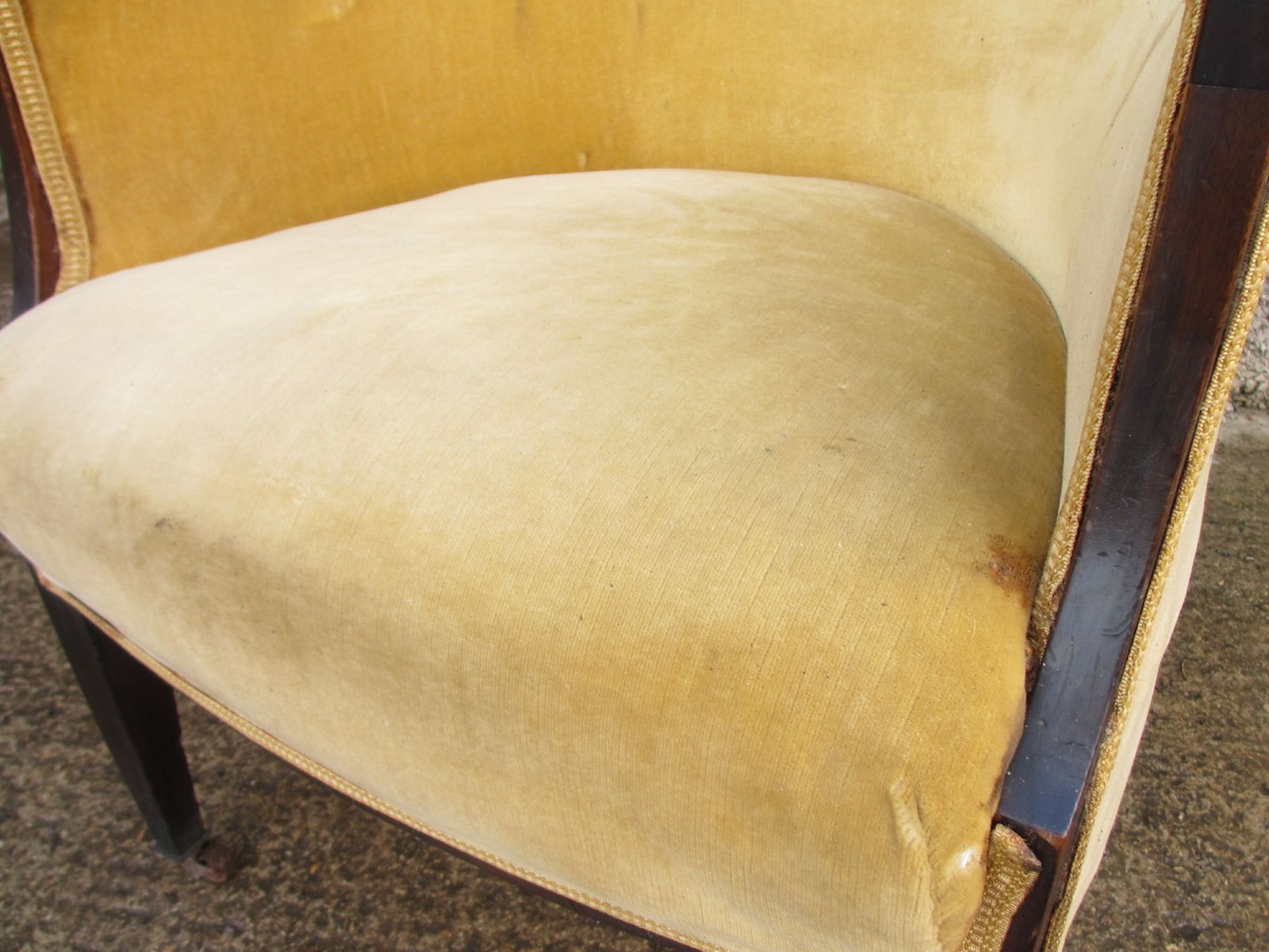 19th Century Mahogany Framed Upholstered Tub Armchair photo furniture