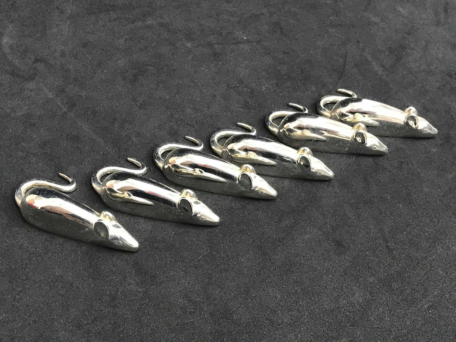 Messenleggers In De Vorm Van Muizen – Verzilverd Metaal – Set Van 6 – Tafeldecoratie – Cadeau photo Woonaccessoires