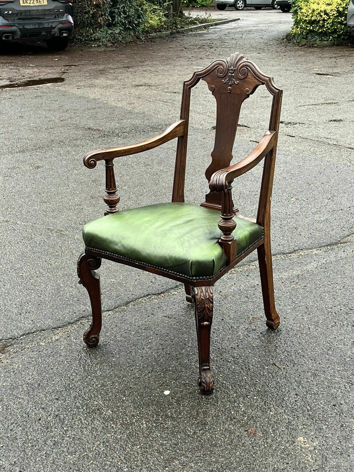 Country House Antique Mahogany Library Armchair. photo furniture