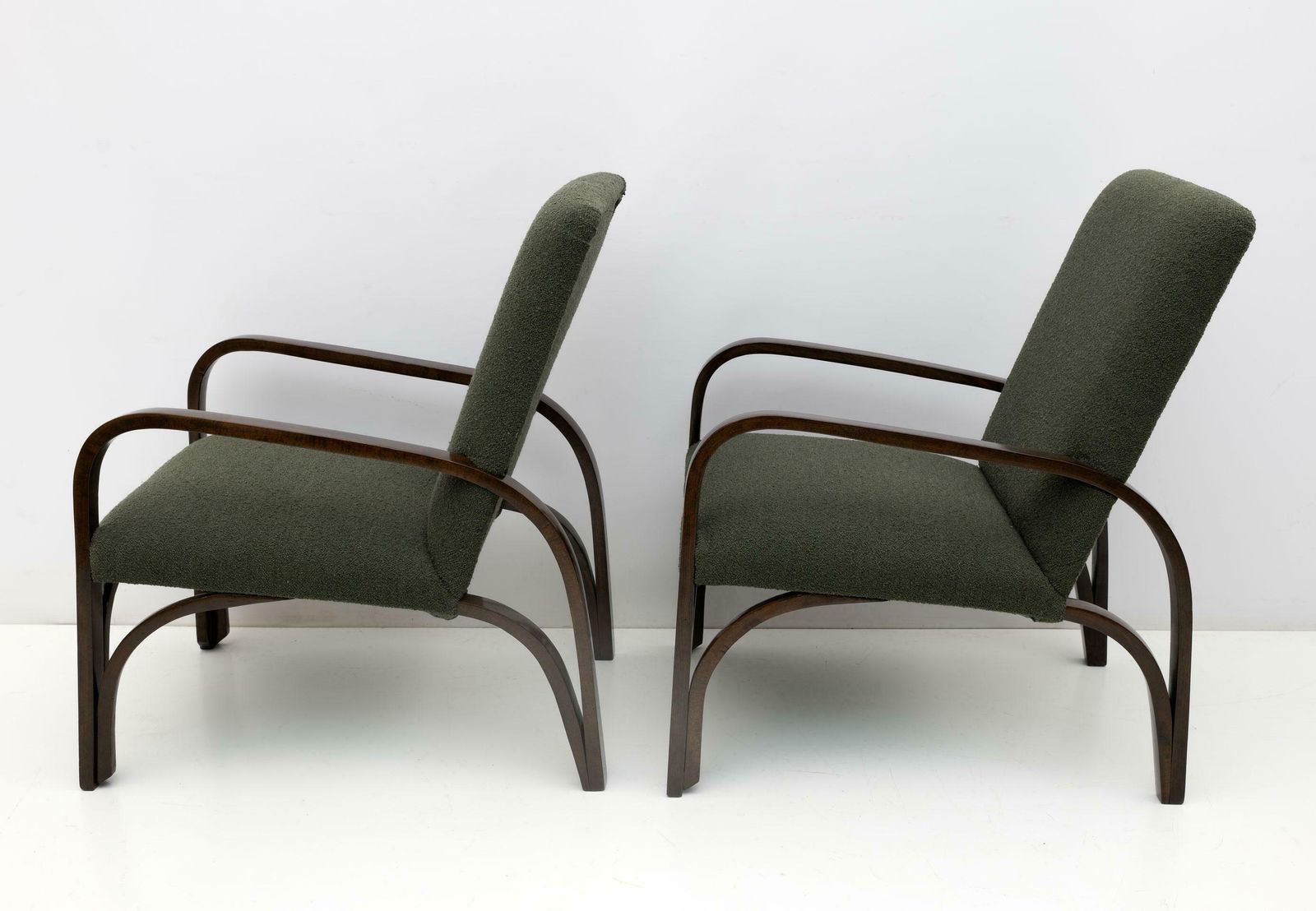 Art Dèco Italian Green Bouclè Two Armchairs And Small Sofa, 1930s photo 3178.0