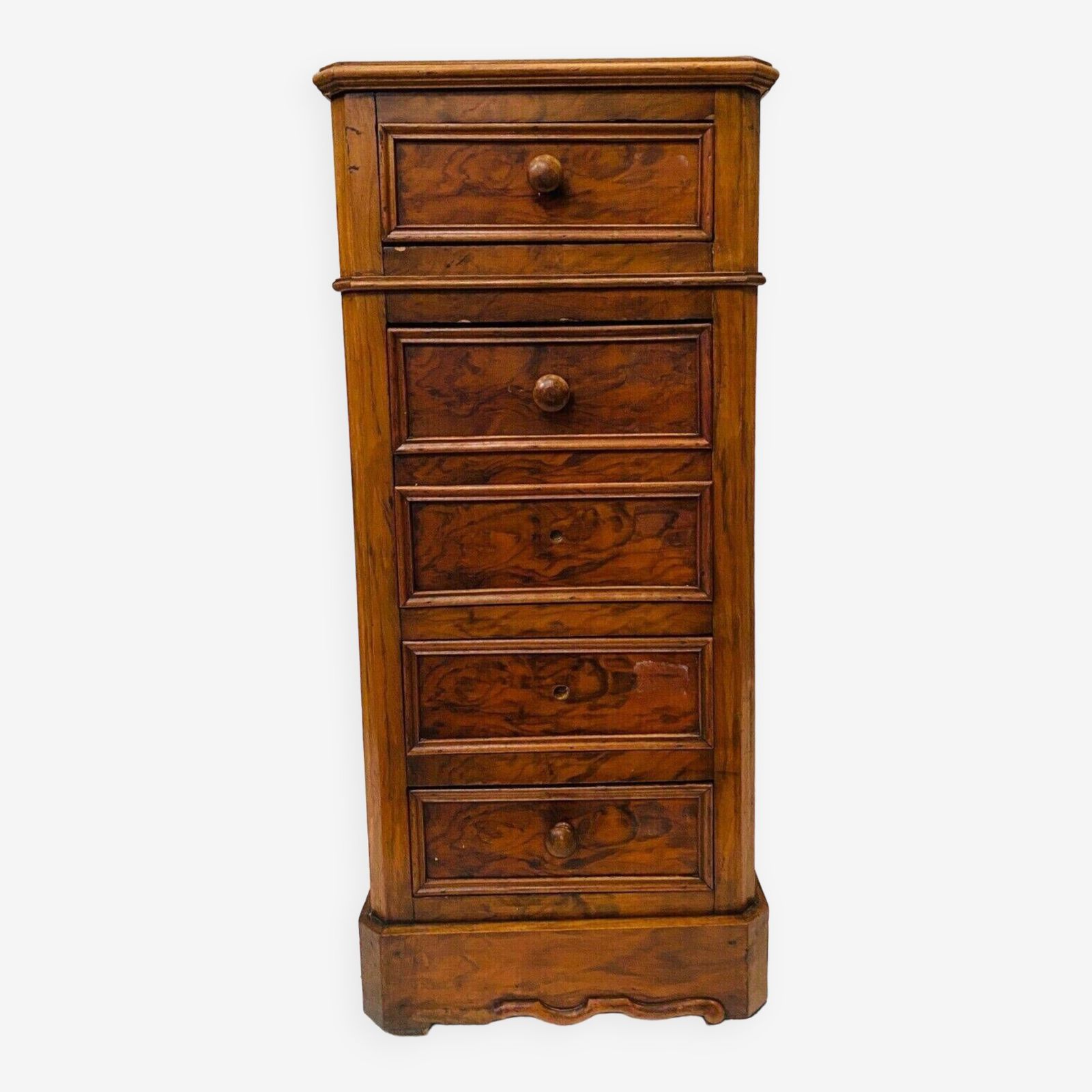 Burl Walnut Chiffonier Bedside Table 19th Century