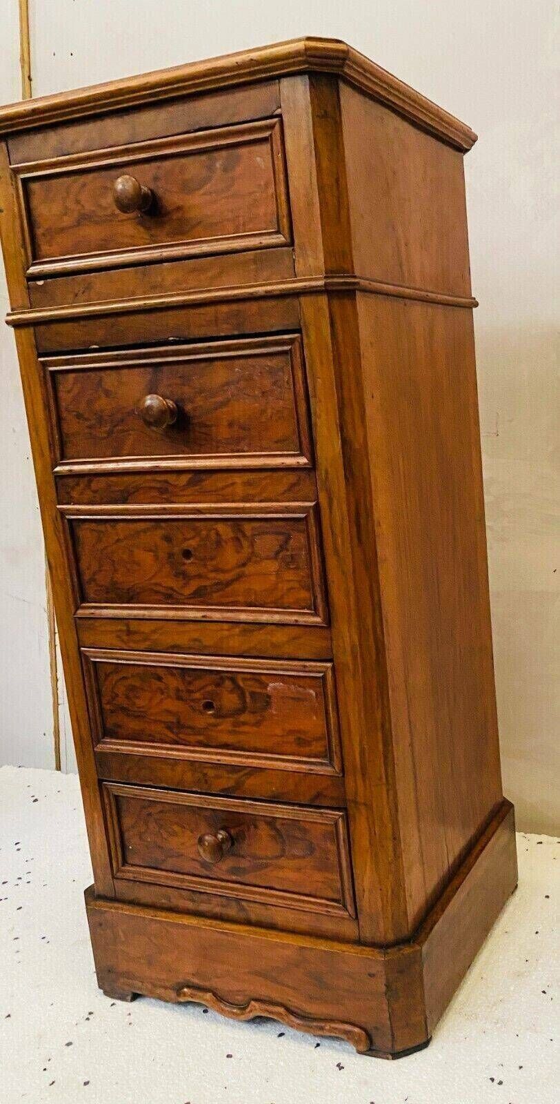 Burl Walnut Chiffonier Bedside Table 19th Century photo furniture