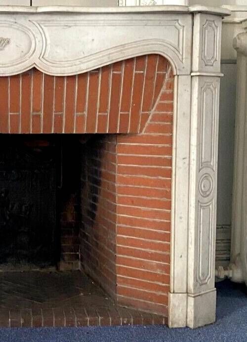 Louis XV Style Fireplace Model Pompadour White Carrara Marble 20th Century photo for sale
