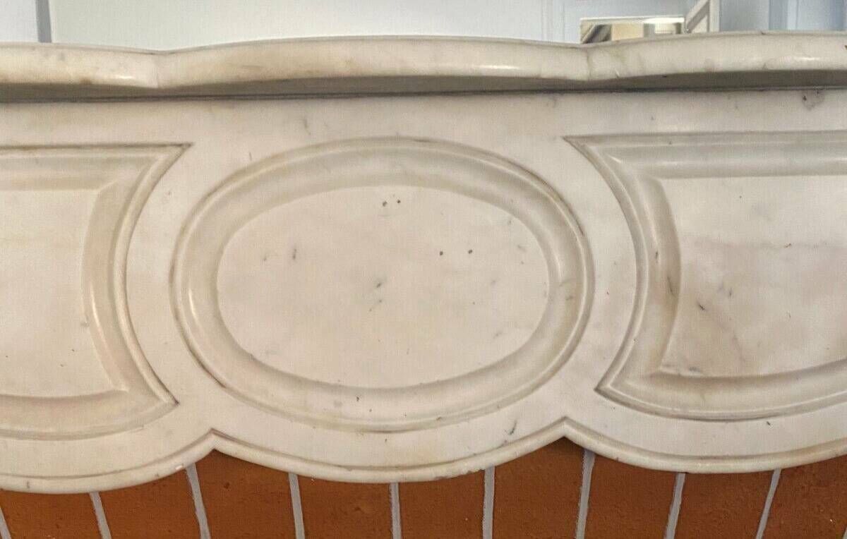 Louis XV Style Fireplace Model Pompadour White Carrara Marble 20th Century photo buy