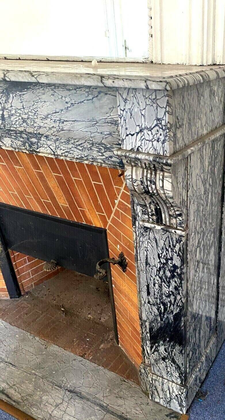 Louis Philippe Style Fireplace In Blue Turquin Marble 20th Century photo 2594.3693625