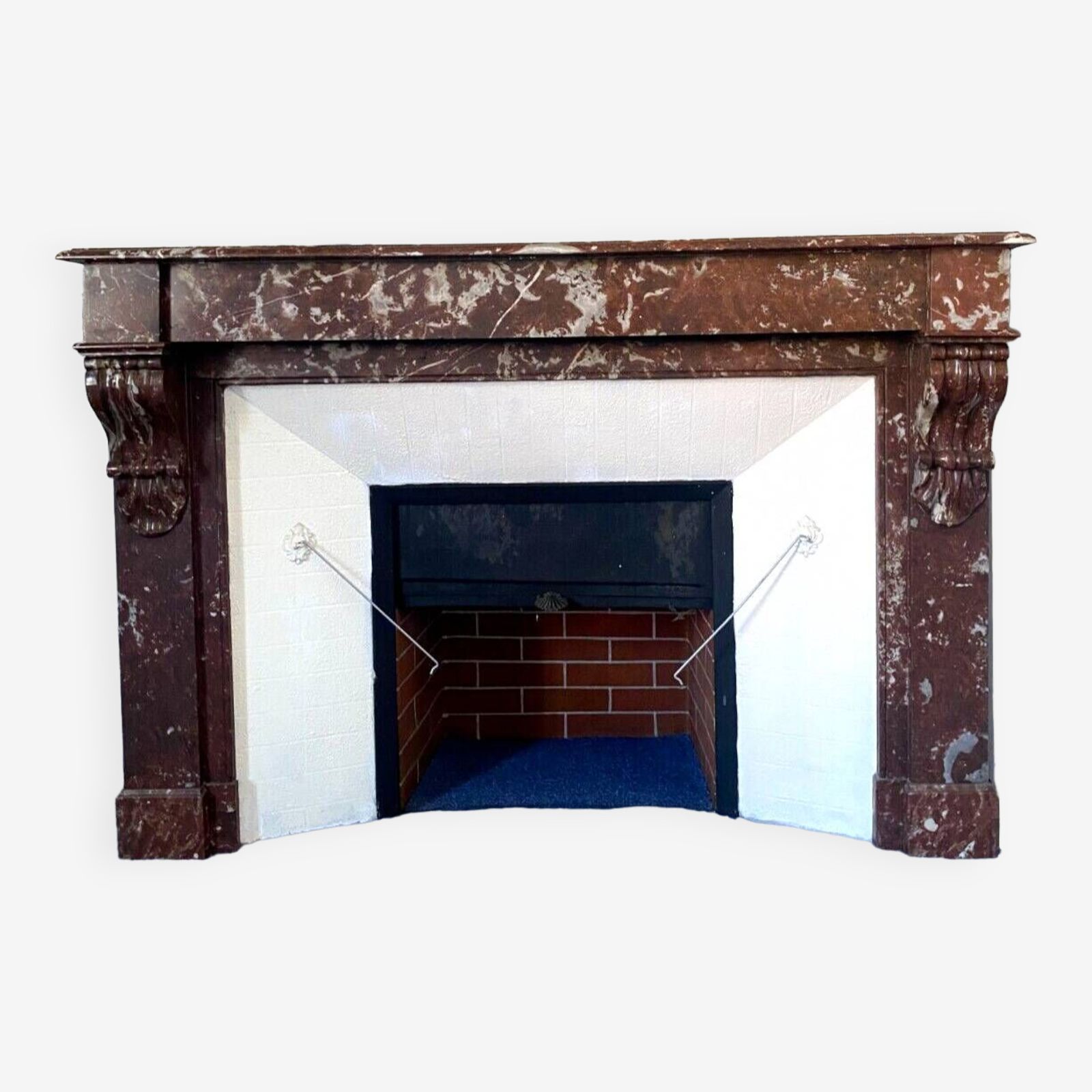Louis Philippe Style Fireplace In Speckled Red Marble 20th Century