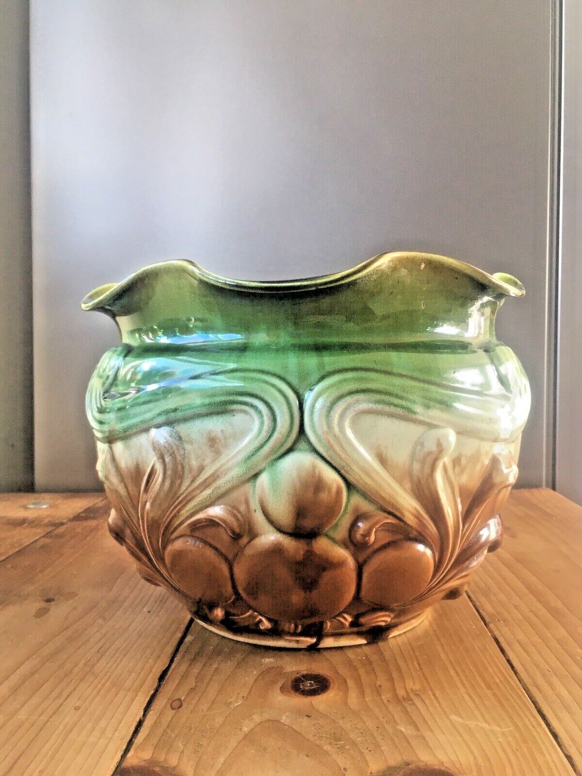 Home Decor Large Art Nouveau Wf Needham Majolica Pottery Planter Planter Pot Af photo
