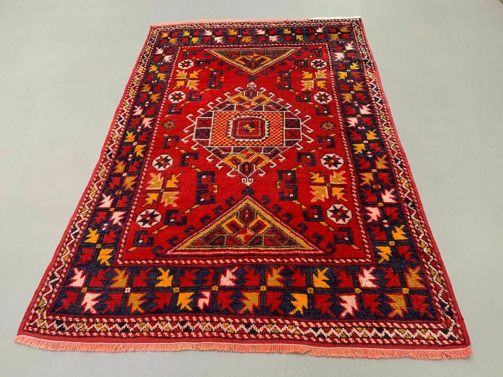 Vintage Western Turkish Rug Oriental 192x127 Cm Tribal Medium Carpet, photo for sale