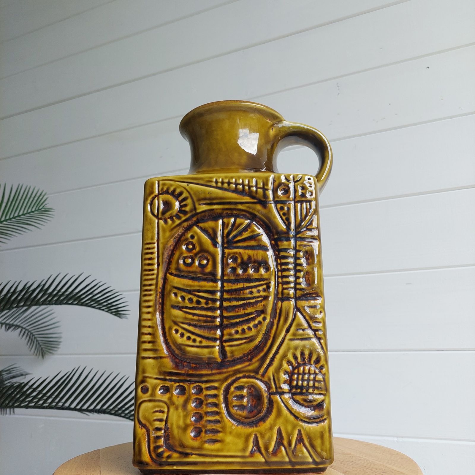 Carstens Ceramic Vase Prehistoric Model 7151 30 Design By Gerda Heuckeroth West Germany Pottery 70s