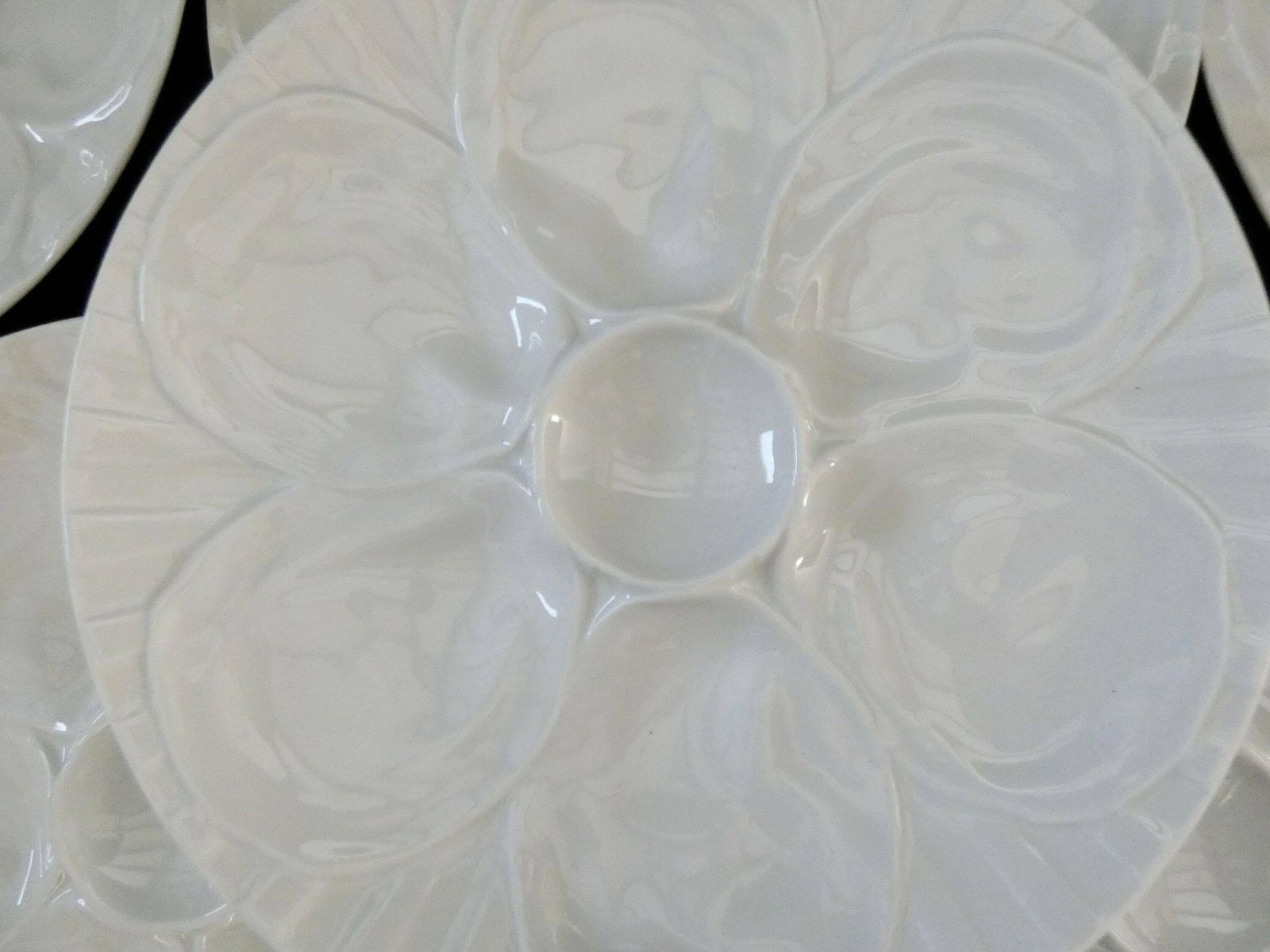 6 Vintage Pillivuyt Oyster Plates White French Porcelain Oyster Platters Set Seafood Dishes photo furniture