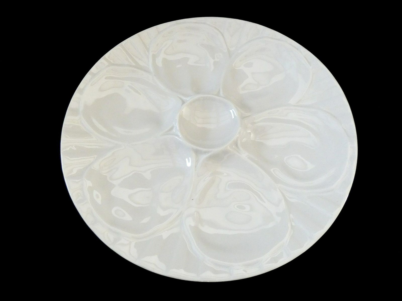 6 Vintage Pillivuyt Oyster Plates White French Porcelain Oyster Platters Set Seafood Dishes photo vinterior