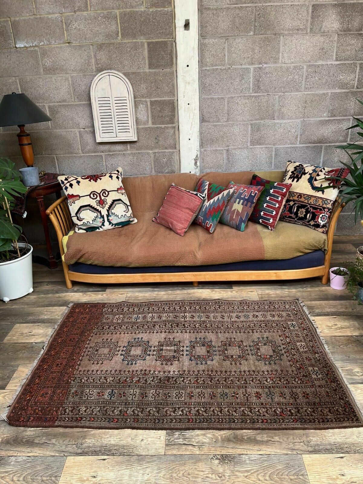 Vintage Afghan Turkoman Village Rug 170x112 Cm, Red, Black Tribal Medium