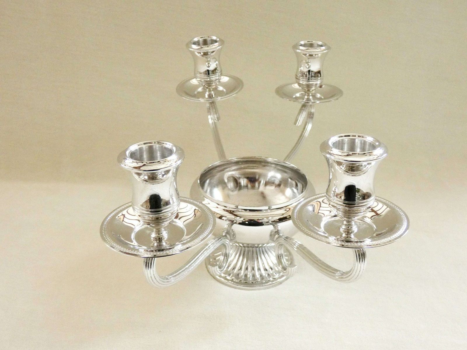 photo for sale Vintage Silver Plated Candlestick Rhodargo Candle Holder 4/5 Candles Candelabra Delheid Frères Belgium 60s