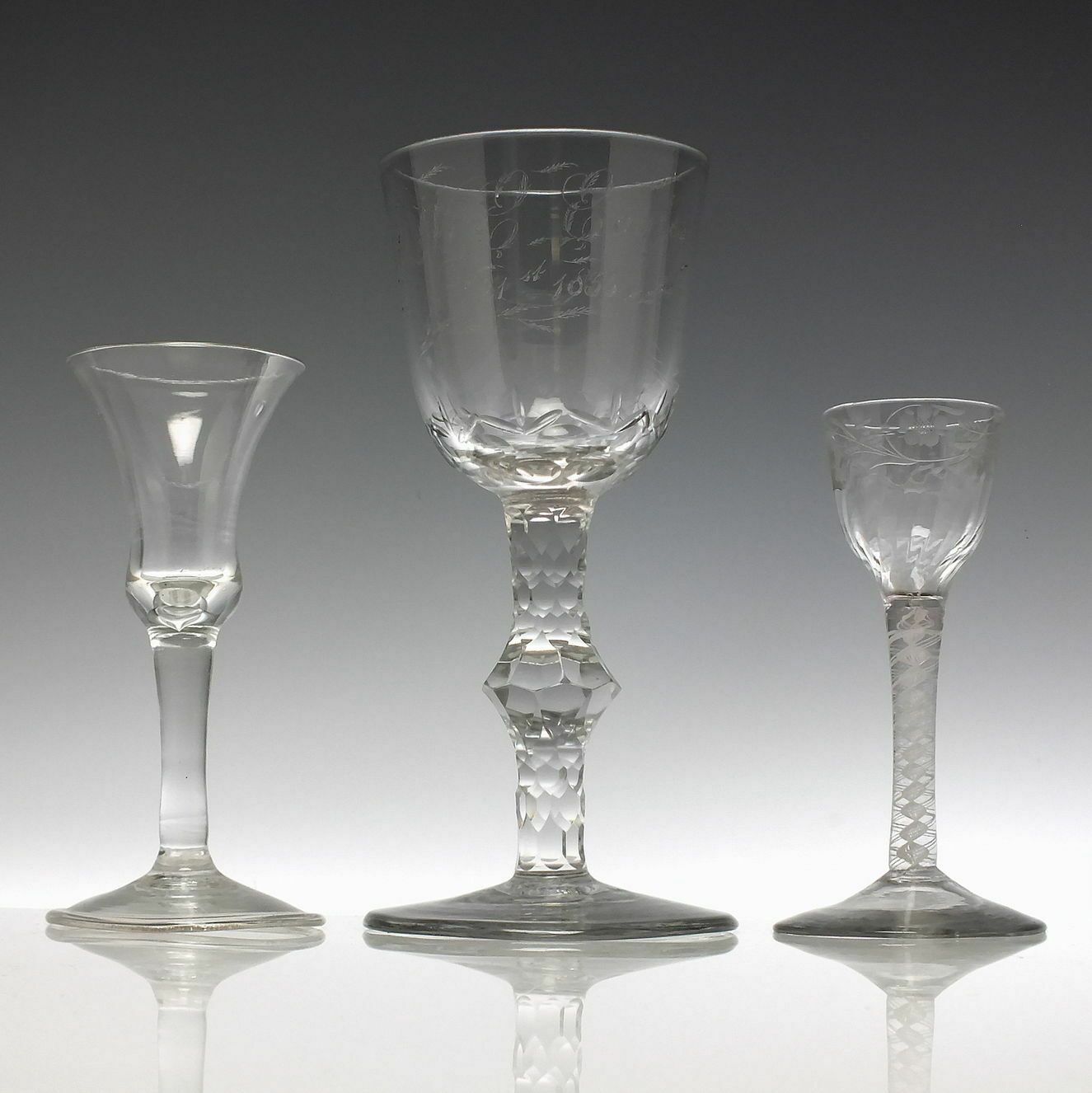 Large 18th Century Facet Cut Marriage Glass Goblet C1780 photo buy