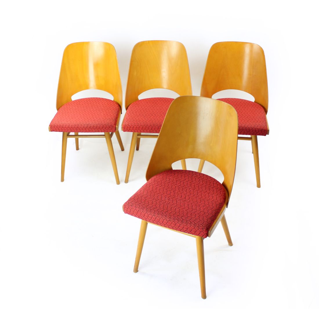1220.0 Set Of Four Mid Century Modern Beech Chairs By Oswald Haerdtl For Thonet, 1960s photo
