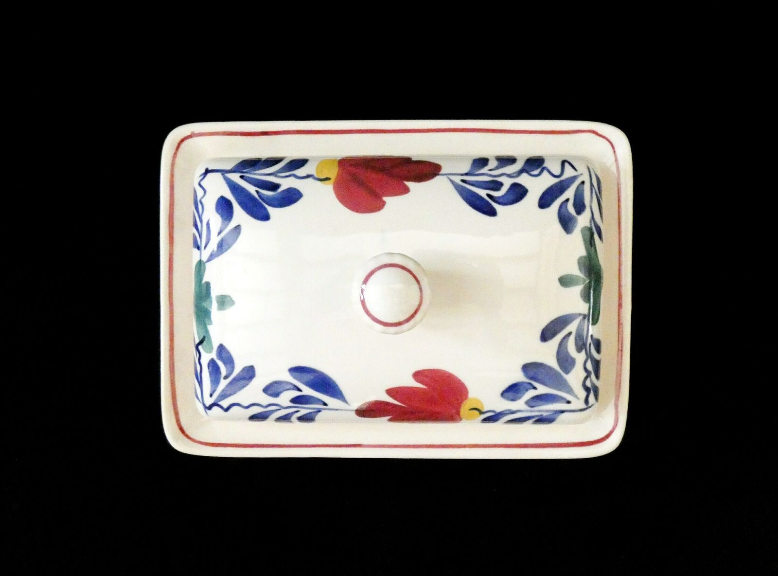Vintage Royal Sphinx Butter Dish Maastricht Boerenbont Butter Container Ceramic Covered Bowl Hand Painted Flowers Kitchen Accessory photo for sale