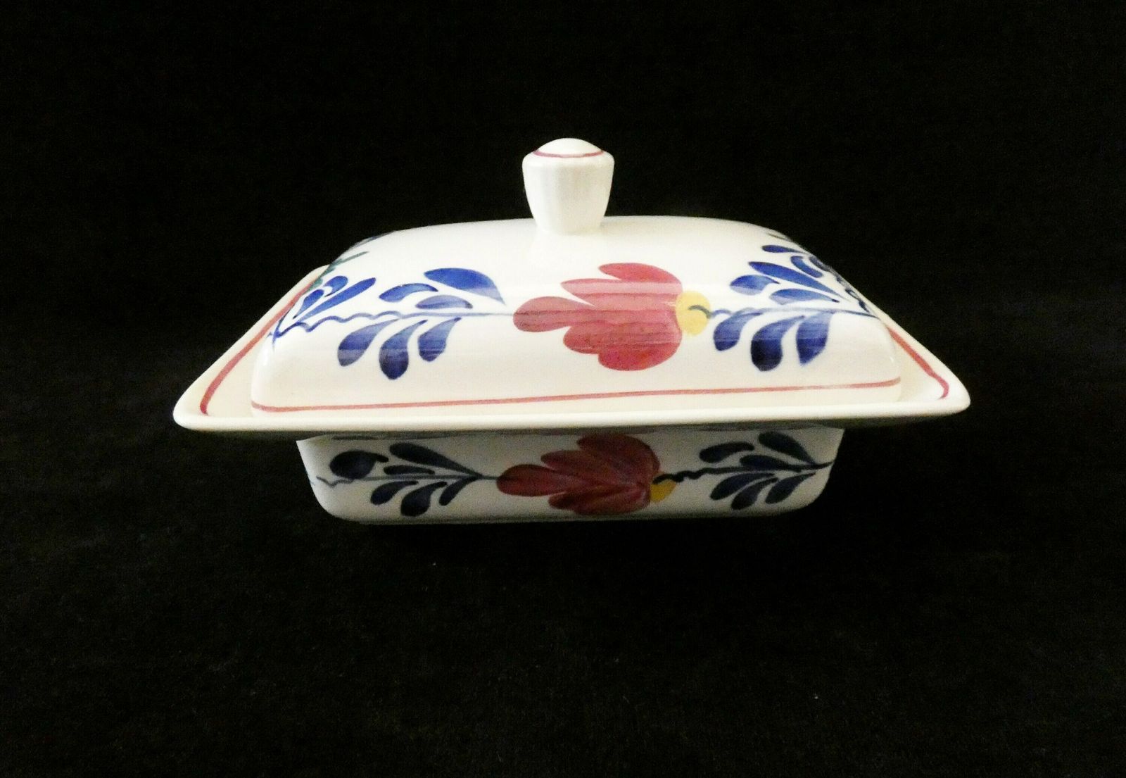 Vintage Royal Sphinx Butter Dish Maastricht Boerenbont Butter Container Ceramic Covered Bowl Hand Painted Flowers Kitchen Accessory photo 74.0