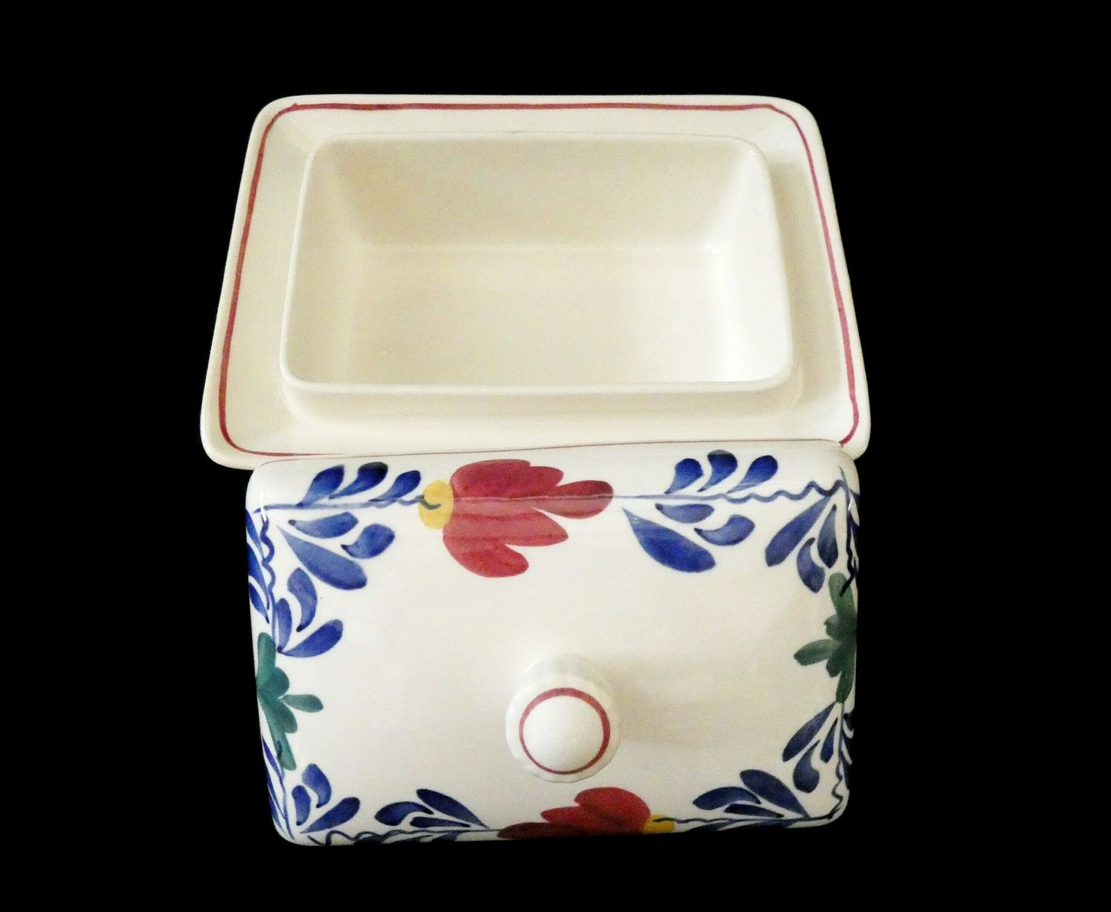 Vintage Royal Sphinx Butter Dish Maastricht Boerenbont Butter Container Ceramic Covered Bowl Hand Painted Flowers Kitchen Accessory photo vinterior