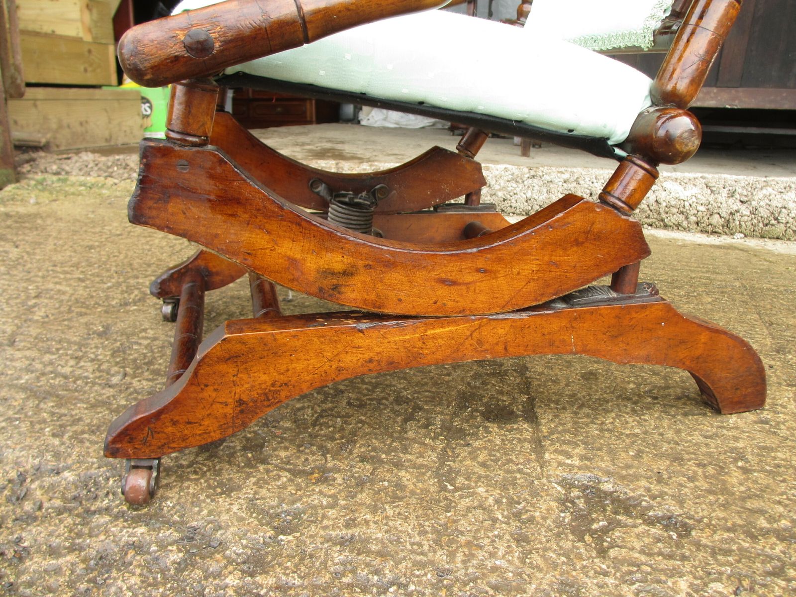 19th Century Beechwood And Upholstered American Rocking Chair photo vintage